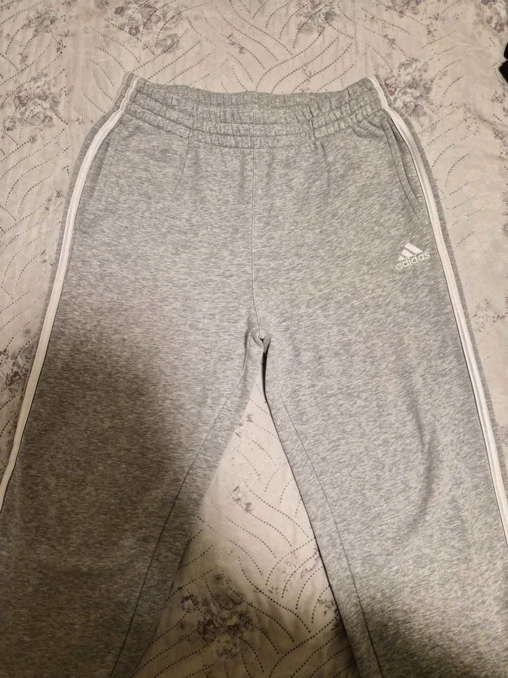 Adidas Grey Essentials 3-Stripe Joggers - Picture 2 of 7